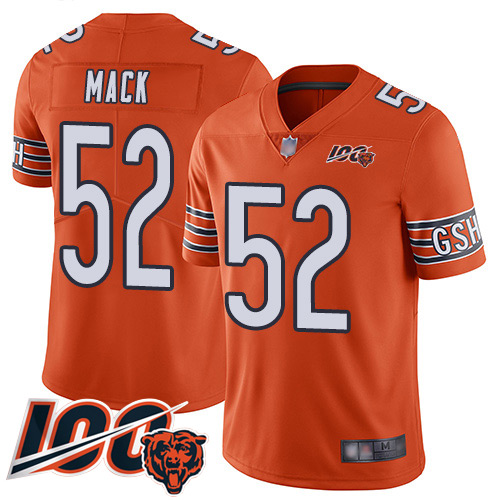 Chicago Bears Limited Orange Men Khalil Mack Alternate Jersey NFL Football 52 100th Season